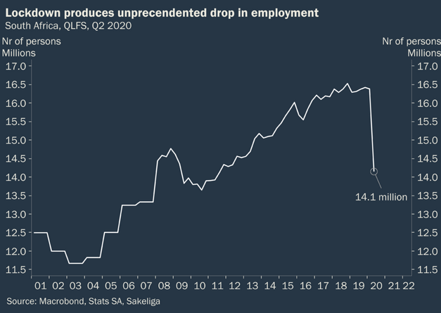 Chart: Lockdown Produces Unprecedented drop in employment.